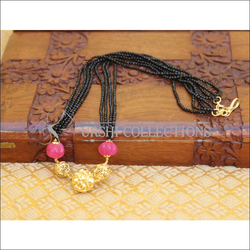 ELEGANT HANDMADE BLACK BEADS NECKLACE UTV474 - Necklace Set