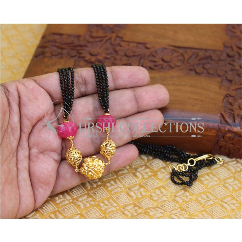 ELEGANT HANDMADE BLACK BEADS NECKLACE UTV474 - Necklace Set