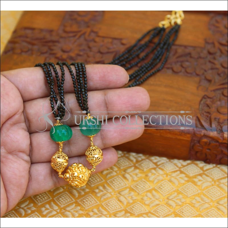 ELEGANT HANDMADE BLACK BEADS NECKLACE UTV475 - Necklace Set