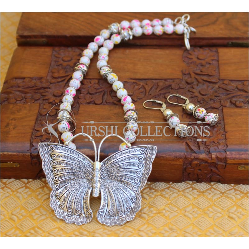 ELEGANT HANDMADE BUTTERFLY PEARL NECKLACE SET UTV415 - Necklace Set