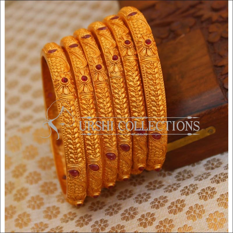 Elegant Matte Finish Bangle Set UC-NEW2774 - Bangles