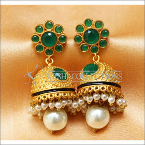 Elegant Matte Finish Earrings Set UC-NEW622 - Green - Earrings
