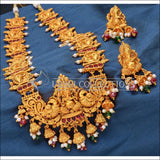 Elegant Matte Finish Ganesha Necklace Set UC-NEW198 - Ruby - Necklace Set