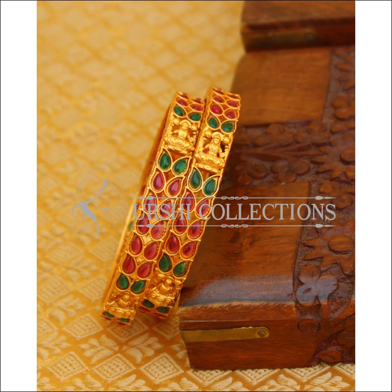ELEGANT MATTE FINISH KEMPU BANGLES SET UTV608 - Bangles