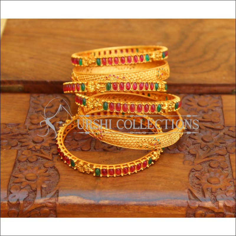 ELEGANT MATTE FINISH KEMPU BANGLES SET UTV644 - Bangles