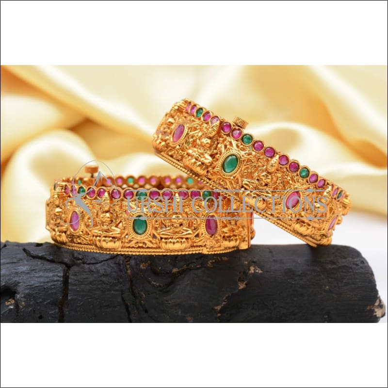 Elegant Matte Finish Lakshmi Bangle Set UC-NEW1045 - 2.4 - Bangles