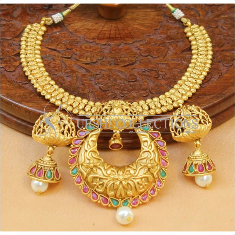 Elegant Matte Finish Lakshmi Necklace Set UC-NEW1210 - Multi - Necklace Set