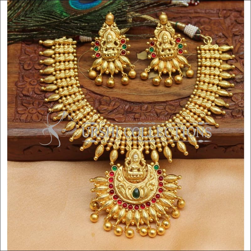 Elegant Matte Finish Lakshmi Necklace Set UC-NEW1308 - Multi - Necklace Set
