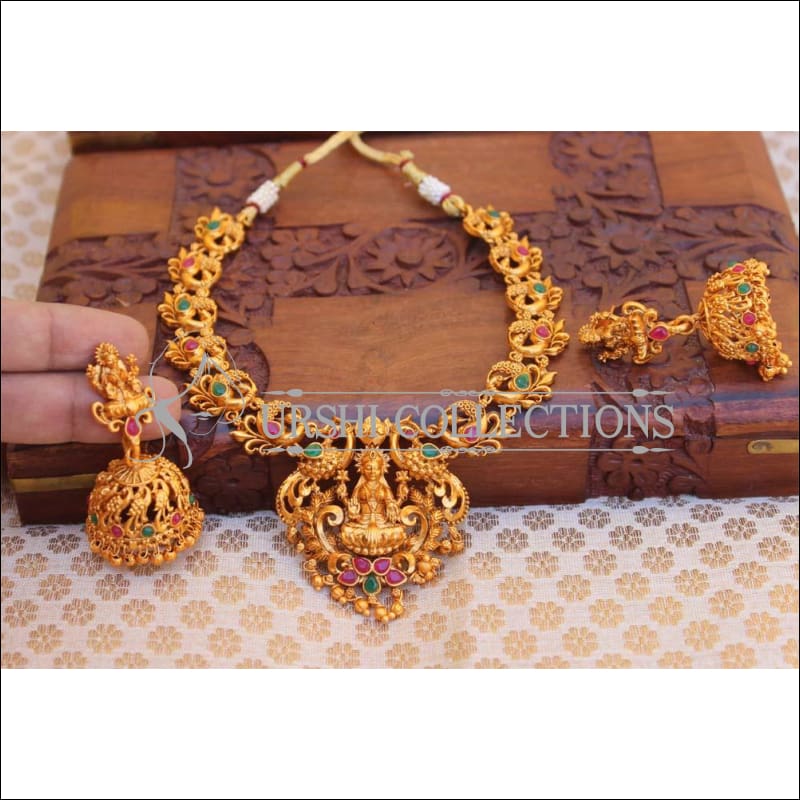 Elegant Matte Finish Lakshmi Necklace Set UC-NEW2500 - Multi - Necklace Set