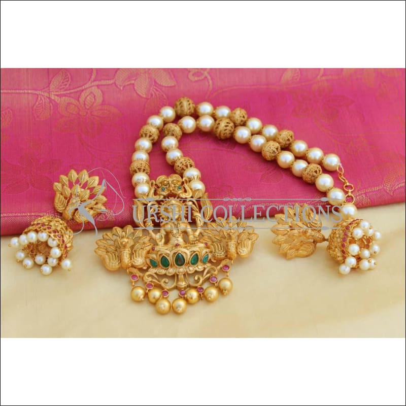 Elegant Matte Finish Lakshmi Necklace Set UC-NEW378 - Necklace Set