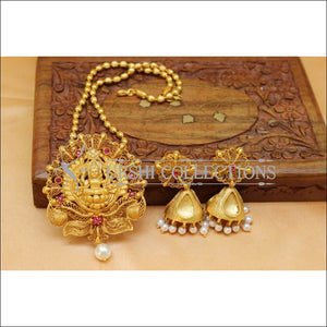 Elegant Matte Finish Lakshmi Pendant Set UC-NEW1162 - Ruby - Pendant Set