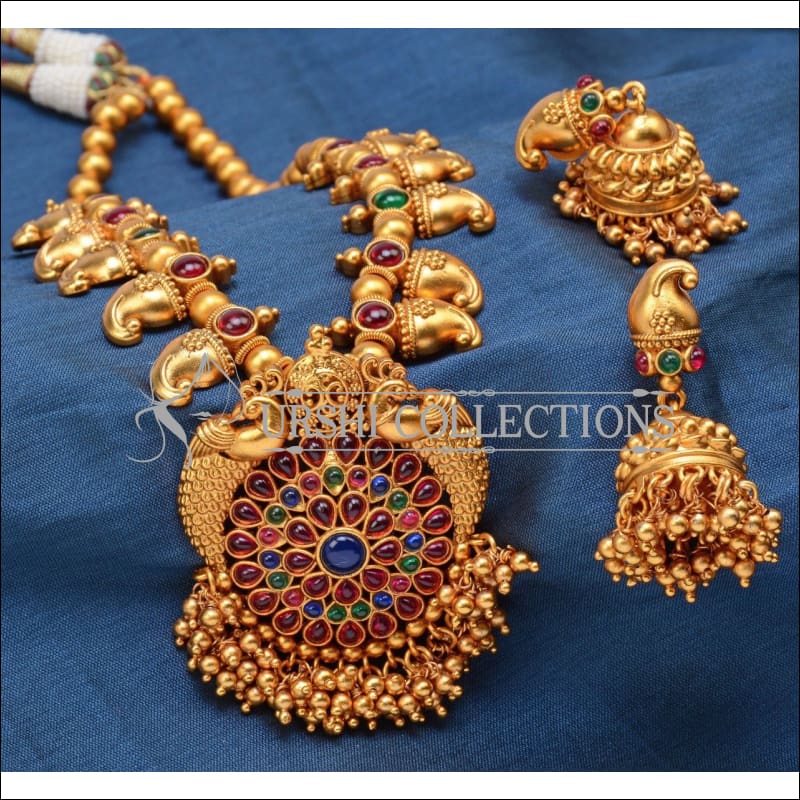 Elegant Matte Finish Mango Necklace Set UC-NEW2758 - Multi - Necklace Set