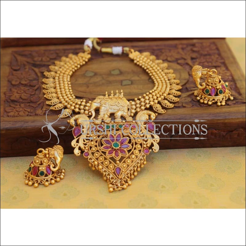 Elegant Matte Finish Mango Necklace Set UC-NEW318 - Necklace Set