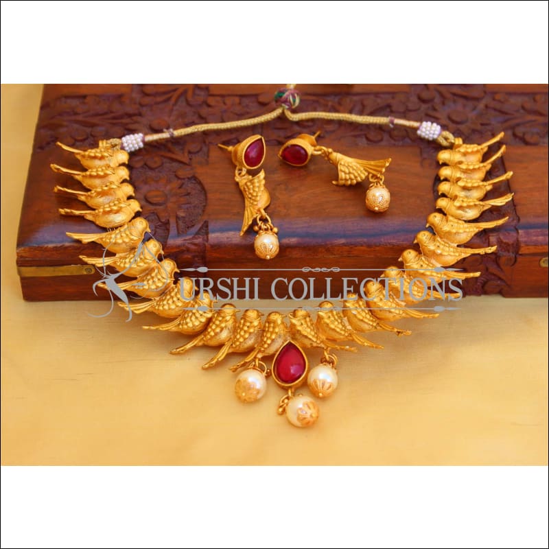 ELEGANT MATTE FINISH PARROT NECKLACE SET UTV432 - Necklace Set