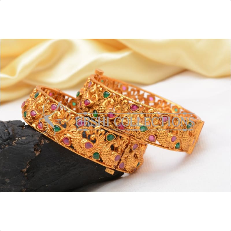 Elegant Matte Finish Peacock Bangle Set UC-NEW1048 - 2.4 - Bangles