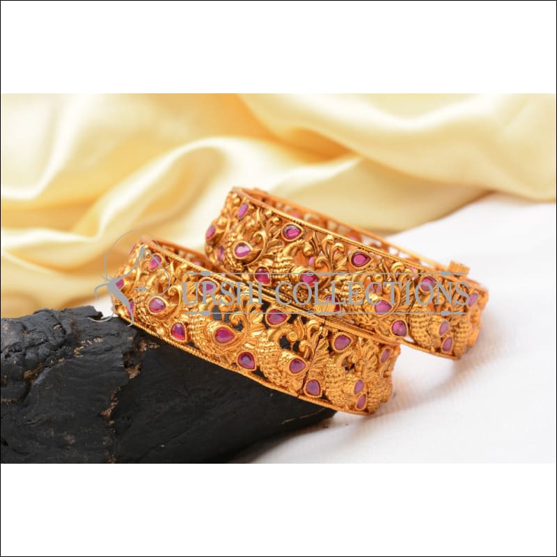 Elegant Matte Finish Peacock Bangle Set UC-NEW1051 - 2.4 - Bangles