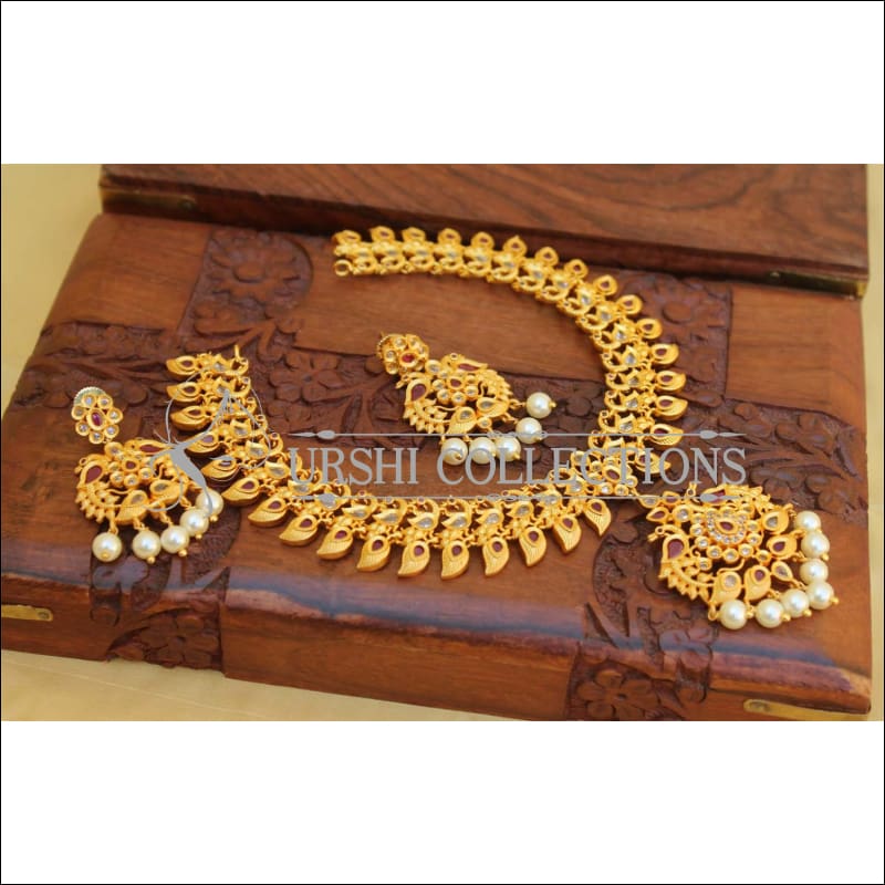 Elegant Matte Finish Peacock Necklace Set UC-NEW1758 - Necklace Set