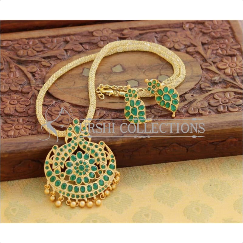 Elegant Matte Finish Peacock Pendant Set UC-NEW1173 - Green - Pendant Set