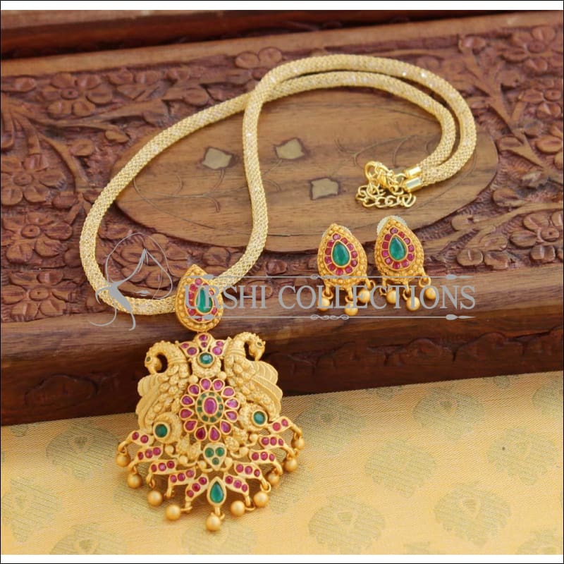 Elegant Matte Finish Peacock Pendant Set UC-NEW1177 - Multi - Pendant Set