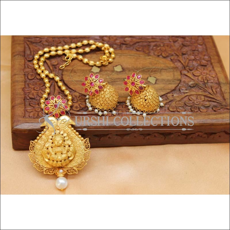 Elegant Matte Finish Pendant Set UC-NEW1134 - Ruby - Pendant Set