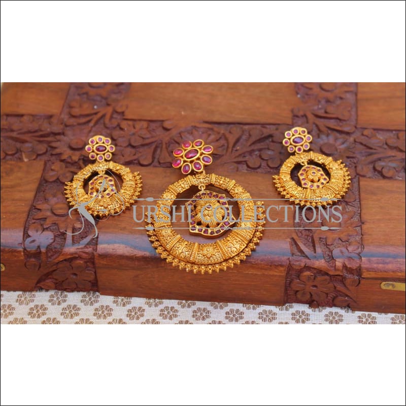 Elegant Matte Finish Pendant Set UC-NEW977 - Ruby - Pendant Set