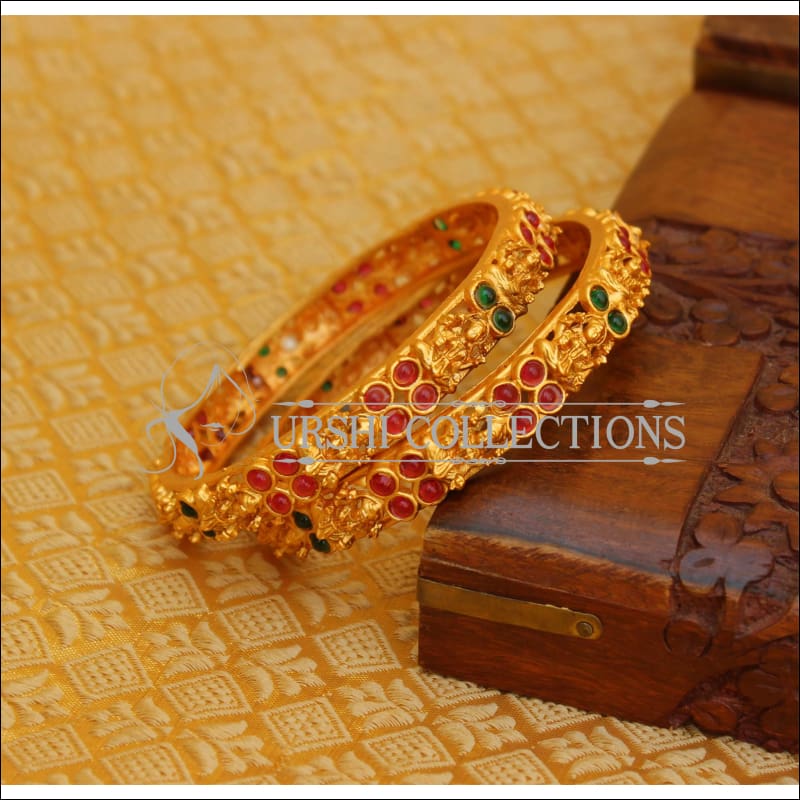 ELEGANT MATTE FINISH TEMPLE BANGLES SET UTV617 - 2.4 - Bangles