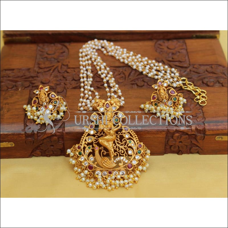 Elegant Matte Finish Temple Design Necklace Set UC-NEW2375 - Necklace Set