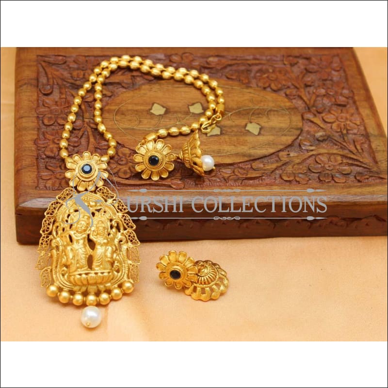 Elegant Matte Finish Temple Pendant Set UC-NEW1157 - Blue - Pendant Set