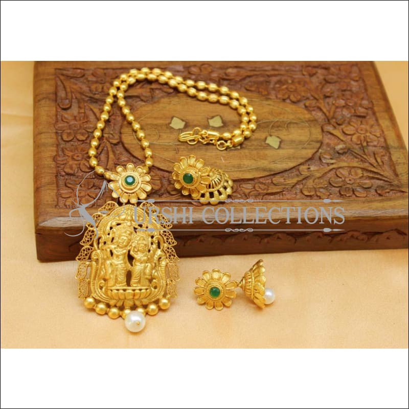 Elegant Matte Finish Temple Pendant Set UC-NEW1157 - Green - Pendant Set