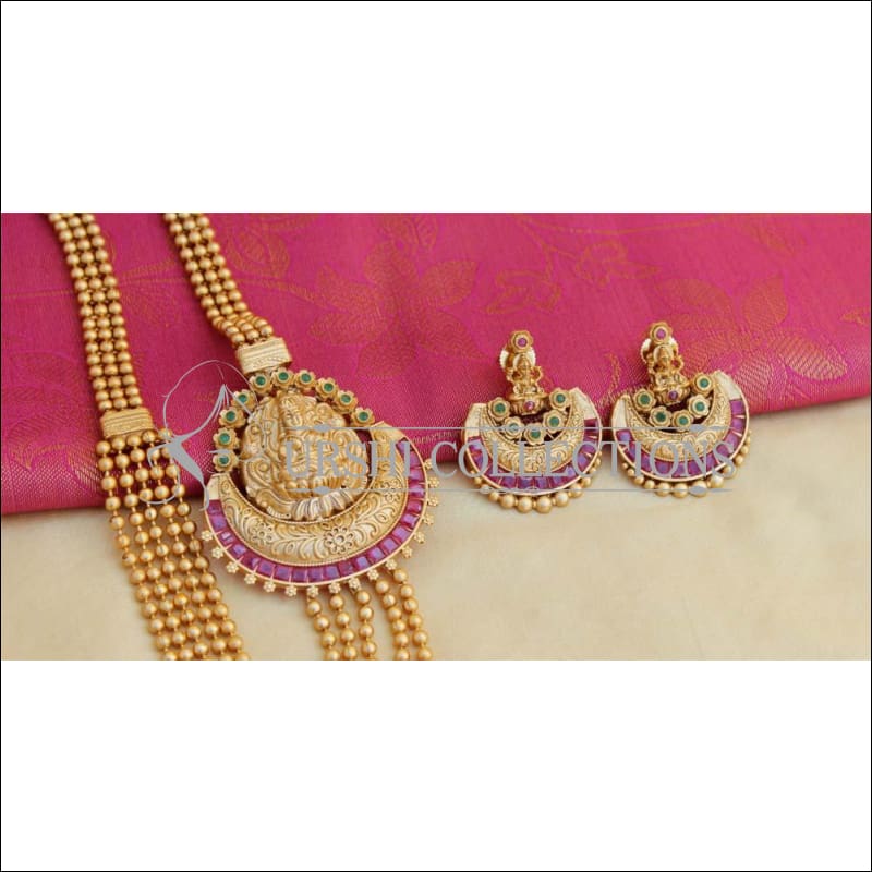 Elegant Matte Lakshmi Necklace Set UC-NEW351 - Necklace Set