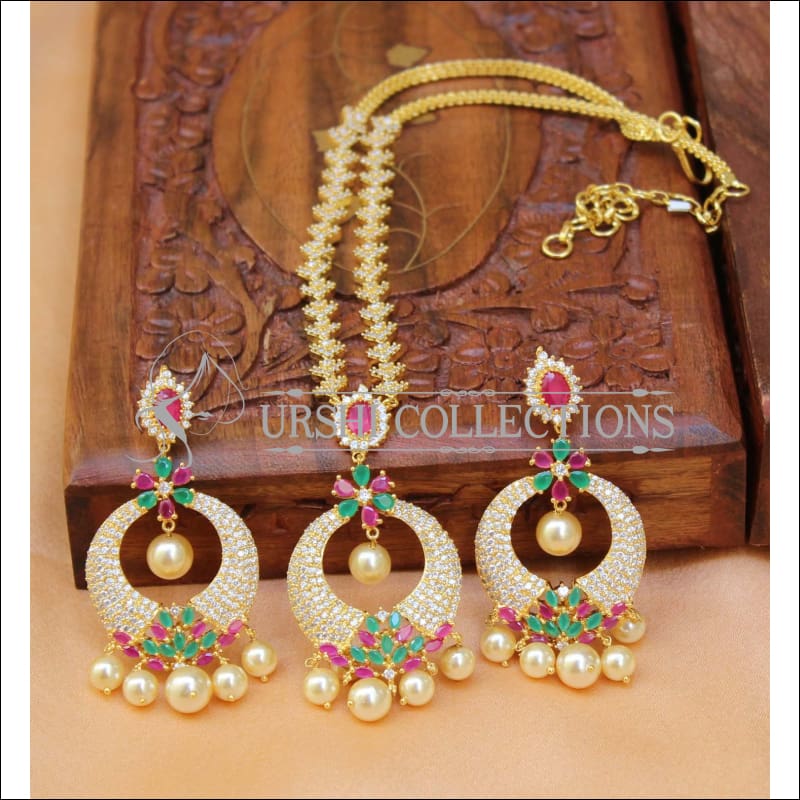 Elegant Multi Color American Diamond Necklace Set UC-NEW569 - Necklace Set