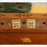 Gold plated CZ Earrings M370 - BLUE - EARRINGS