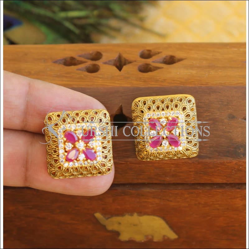 Gold plated CZ Earrings M370 - EARRINGS