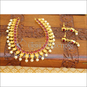 GOLD PLATED NECKLACE SET UTV106 - RED - Necklace Set