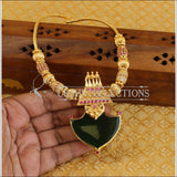 Gold plated palakka kerala style 2 in 1 green and blue necklace M179 - Necklace Set