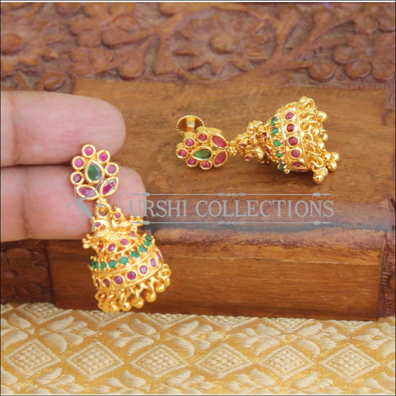 Gold plated peacock earrings M289 - Earrings