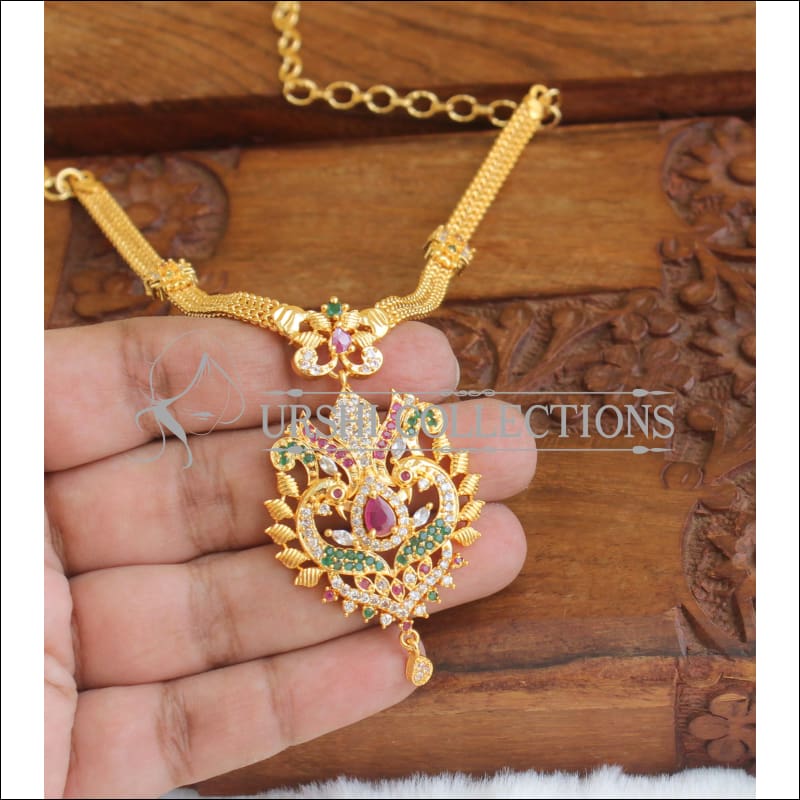 Gold plated peacock Necklace M599 - Necklace Set