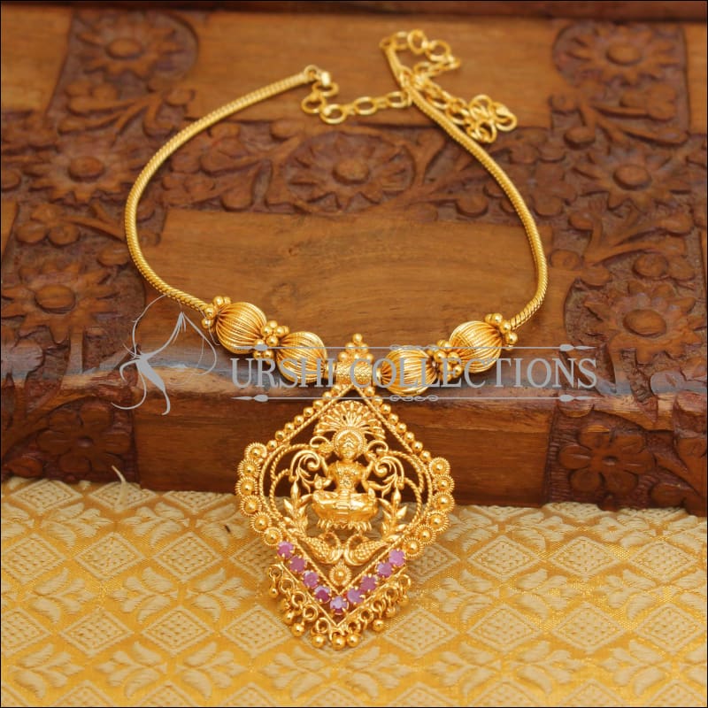 Gold plated Temple Necklace M240 - RED - Necklace Set