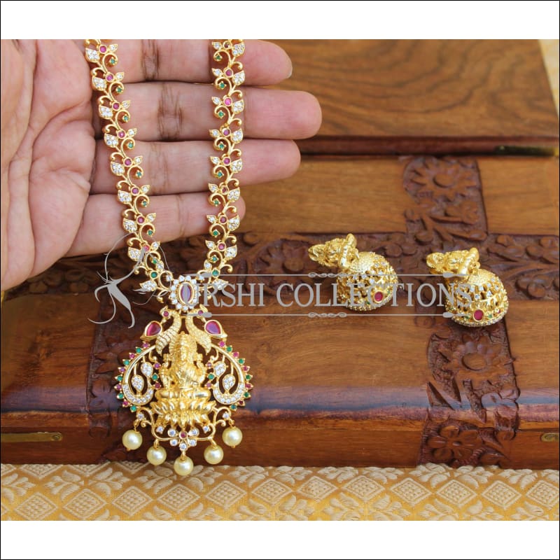 GOLD PLATED TEMPLE PEACOCK NECKLACE SET UTV196 - Necklace Set