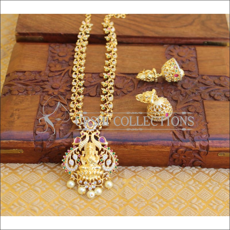 GOLD PLATED TEMPLE PEACOCK NECKLACE SET UTV196 - Necklace Set