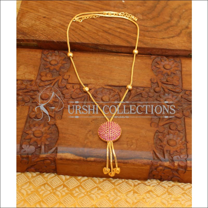 High gold Kerala style Gold chain M252 - ruby - Necklace Set
