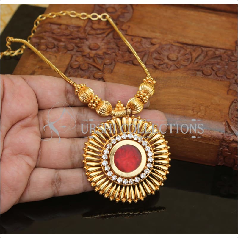 High gold Kerala style Palakka Necklace M245 - Necklace Set