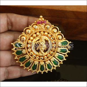 Kerala style green krishna palakka pendant M166 - Pendant Set