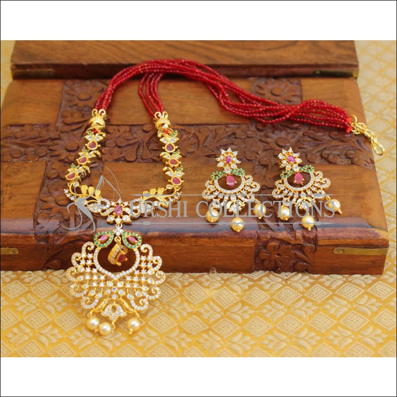 LOVELY CZ DESIGNER NECKLACE SET UTV90 - Necklace Set