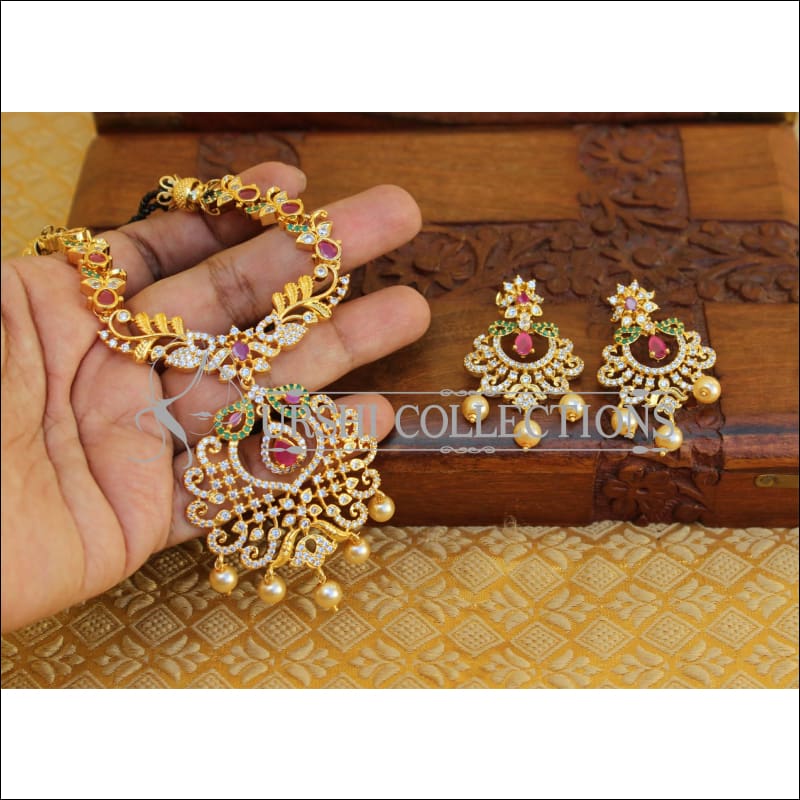 LOVELY CZ DESIGNER NECKLACE SET UTV91 - Necklace Set