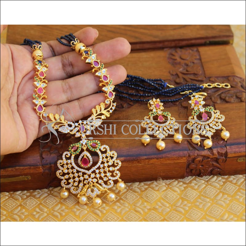 LOVELY CZ DESIGNER NECKLACE SET UTV92 - Necklace Set
