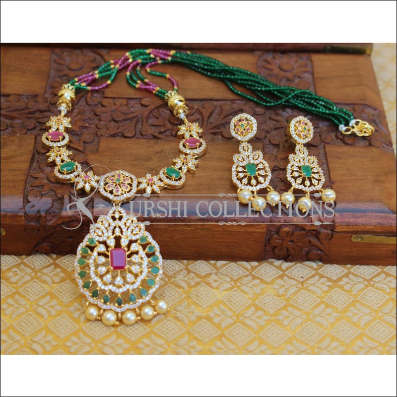 LOVELY CZ DESIGNER NECKLACE SET UTV93 - Necklace Set