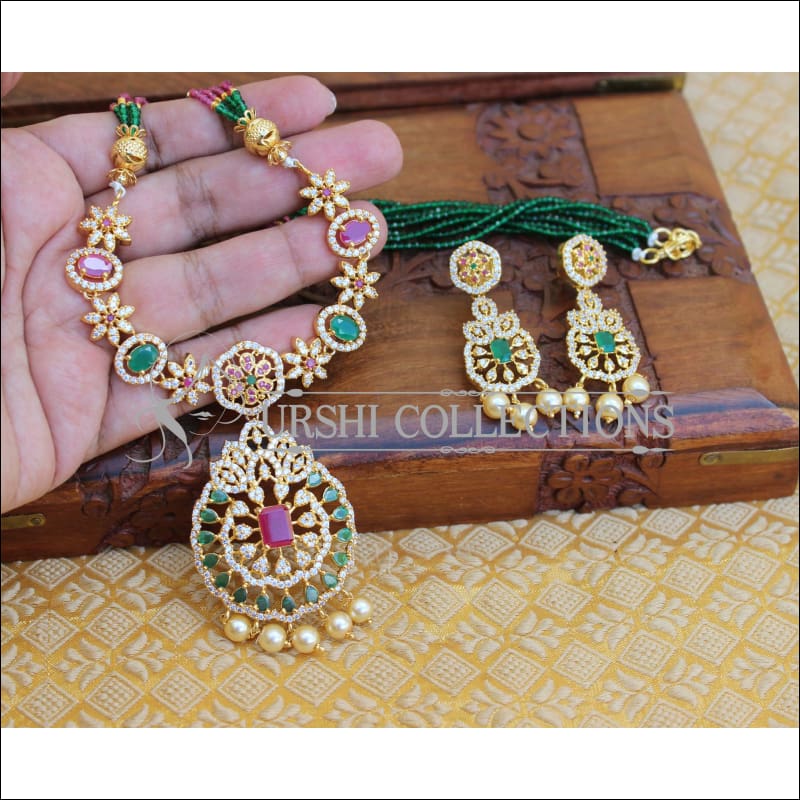 LOVELY CZ DESIGNER NECKLACE SET UTV93 - Necklace Set