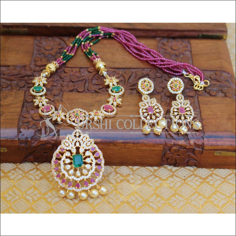 LOVELY CZ DESIGNER NECKLACE SET UTV94 - Necklace Set