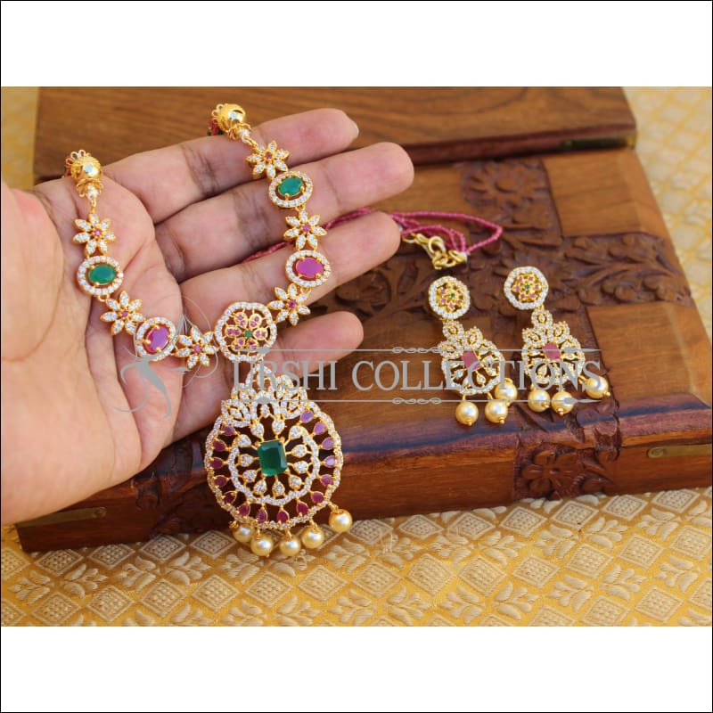 LOVELY CZ DESIGNER NECKLACE SET UTV94 - Necklace Set